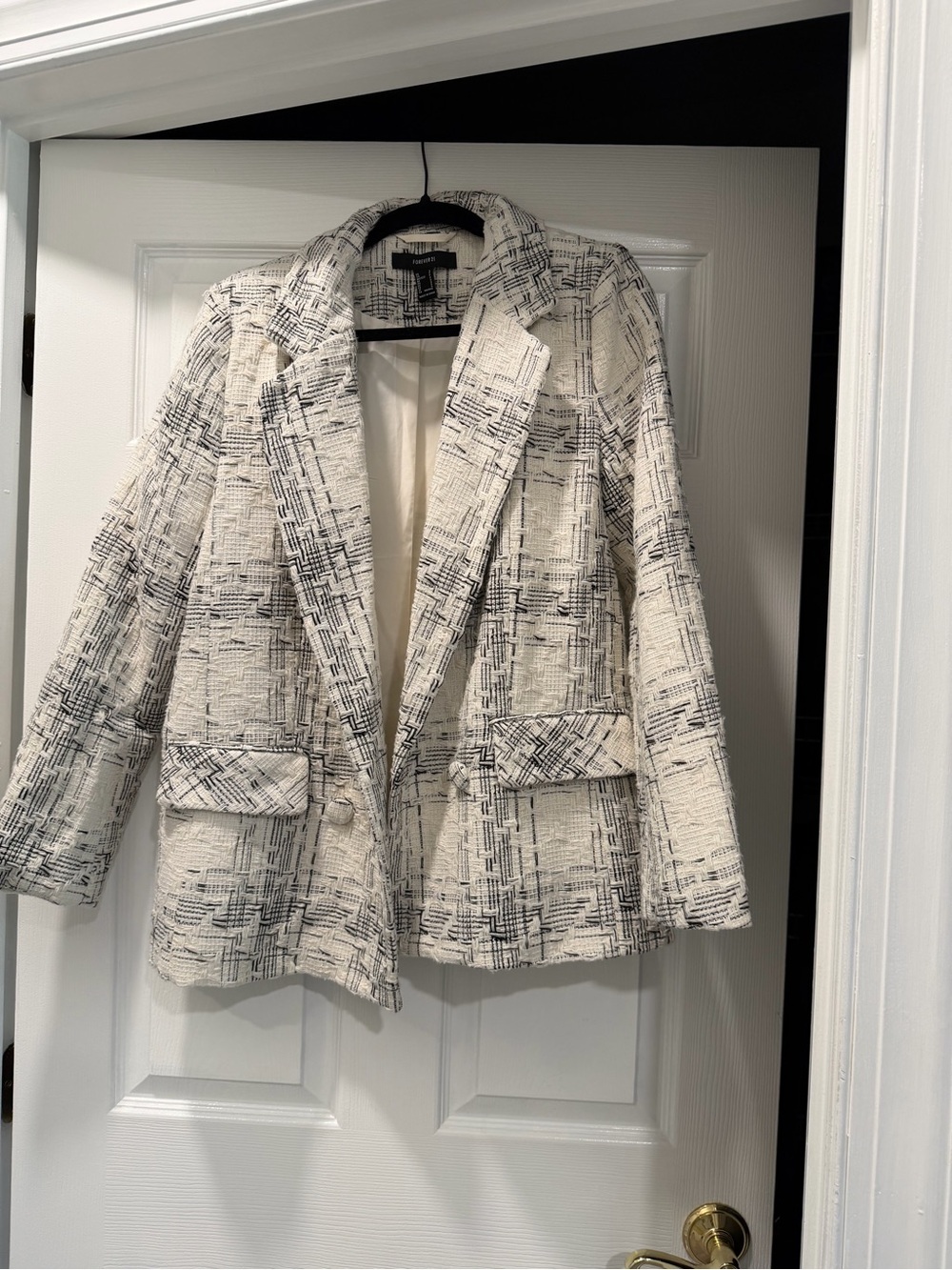 Forever 21 Cream and Black Tweed Blazer